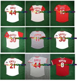 Eric Davis Deion Sanders Ken Griffey Sr. 1990 World Series Reds Throwback Baseball Jersey Pete Rose Joey Votto Bench Chris Sabo Paul ONeill Perez Joe Morgan