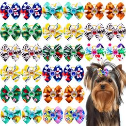 Dog Apparel 100PC/Lot Spring Accessories Handmade Hair Bows Flowers Cat Grooming Rubber Bands Pet Supplies