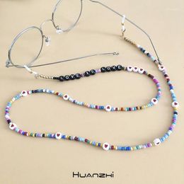 HUANZHI 2021 New Cool Fashion Colourful Beads Acrylic Love Letter Mask Chain Glasses Chain Necklace for Women Jewellery Accessories1 2817