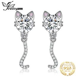 Dangle Chandelier The newly arrived love cat in the Jewellery Palace wags its tail 4ct round gemstone 925 sterling silver pendant stud earrings d240516