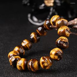Strand Natural Yellow Tiger Eyes Buddha Head Bracelet Creative Personality DIY Fashion Carving Ornament Wholesale