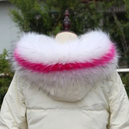 Accessories Lady Blinger Faux Fox Fur Collar Women Men Unisex Down Coat Hood Decor Raccoon Fur Collar Winter Patchwork Colourful Fur Collar H09