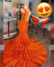 Luxury 2024 Orange Prom Dresses O Neck Lace Appliqued Beading Party Gowns Turkish Vestidos Formal Dress Evening Wear New