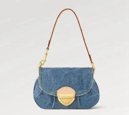 M46829 Denim Sunset shoulder bags Explosion Women's SunsetM46829 Blue Front lock House's tuck lock cross-body cowhide-leather trim Inside flat pocket flat pocket 10A