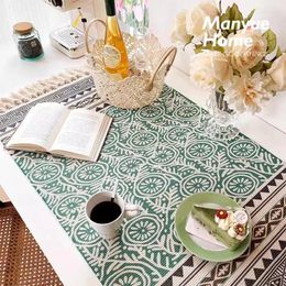 Table Cloth Ins Cotton Linen Tassel Tablecloth Mat Coffee Dust Cover 60x90cm