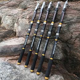 Boat Fishing Rods GHOTA New Telescopic Fishing Rod 2.1M-3.6M Ultra Light Carbon Fibre M Power Rotating Rod Bait Weight 5-50g PescaL2405