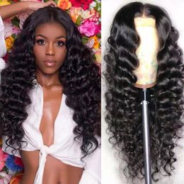 13 * 4 Half Lace Wig Headcase with Smooth Hair Loose Wave Natural Color Human Hair Natural Manufacturer Direct Supply