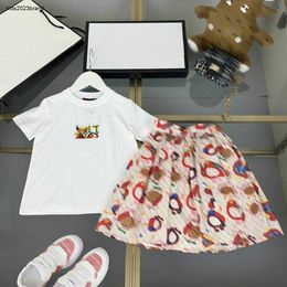 New kids tracksuits Summer designer girls dress baby clothes Size 100-160 CM 2pcs Short sleeved T-shirt and colorful letter printed skirt 24May