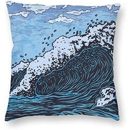 Pillow Blue Ocean Wave Throw Cover Abstract Art Pillowcase Square Home Decoration Sofa