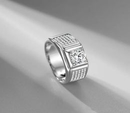 s European and American 925 Sterling Silver Platinum Plated Domineering Diamond Ring Fashion Business Male Jewellery Gift3624449