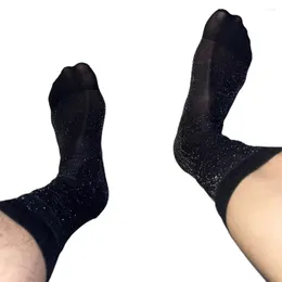 Men's Socks 1 Pair Sexy Glossy Ultra Thin Business Formal Dress Male Stocking Translucent Casual Middle Tube Sock