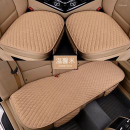 Car Seat Covers Interior Accessories Universal Size Cover Four Seasons Front Rear Linen Fabric Cushion Breathable Protector Mat Pad