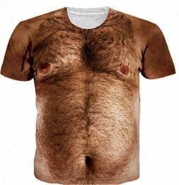 3d Print T Shirt For Men Animal Naked Hairy Man Nude Skin Chest Muscle Funny Tshirt Harajuku Fake Shirts Stranger8908950
