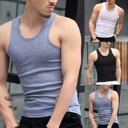 Fashion Mens TShirts Tank Tops Undershirt Gym Workout Stringer Fitness TShirt Beater Underwear Vest Clothing For Man 240509