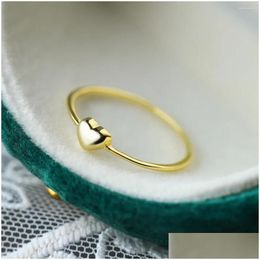 Cluster Rings Exquisite 925 Sterling Sier Ring For Women Stylish 18K Gold Love Shaped Simple Jewelry Valentines Day Gift Wedding Drop Otdny