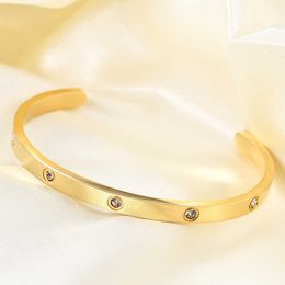 Dignified and glossy bracelets Fashion Diamond Inlaid 18K Gold Bracelet Couple Laser Female with original Cart