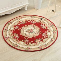 Carpets Special European style red circular carpet floor mat household anti slip computer chair H240517