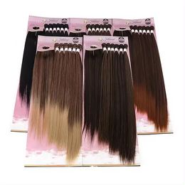 Yaki Straight Organic Synthetic Weft Hair Extensions Long Smooth Bio Protein Fiber Hair Bundles With Closures