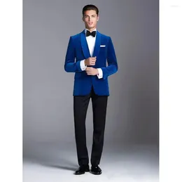 Men's Suits Elegant Blue Blazer Single Breasted Men Suit Two Pieces(Jacket Pants) Lapel Outfits Chic Casual Party Prom Wedding Set