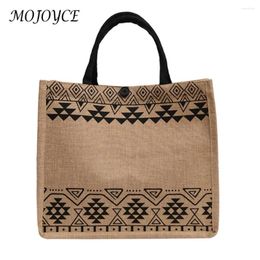 Shoulder Bags Portable Retro Ethnic Linen Handbag Female Large Capacity Fashion Bag Square