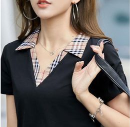 Women Polo Shirt Style Classi Summer Fashion high quality Cheque PoloS Shirts Cotton Slim Tees Top Casual v neck T shirts