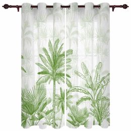 Curtain Summer Hand Drawn Tropical Plants Indoor Bedroom Kitchen Curtains Living Room Luxury Drapes Large Window Treatments