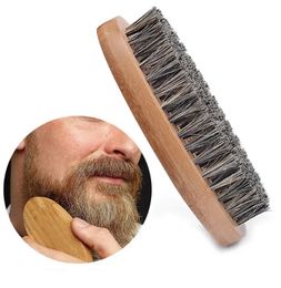 Hair Bristle Brush Natural Boar Shaving Comb Men Face Moustache Round Wood Handle Handmade Beard Brushes