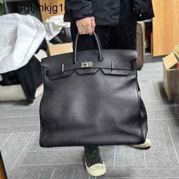 Tote Bags 50cm Hac Designer Bag Handmade Top Layer Cowhide Luggage Mens and Womens Portable Travel Genuine Leather Platinum Business Trip Rj