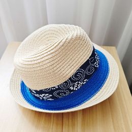 2024 New Ethnic Style Straw Hats Tie Dyed Cloth Hat Gift Spring Summer Tourism Sunshade Fashion Versatile Straw Hat