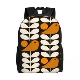 Backpack Custom Multistem Birds Black White Orange Men Women Basic Bookbag For School College Orla Kiely Scandi Bags