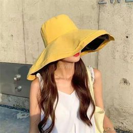 Wide Brim Hats Sunscreen Hat Sunshade Khakis Sun Visor Fisherman Modern And Simple Yellow Xiao Xiang Feng Black