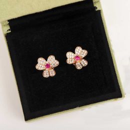 2023 Luxury quality S925 silver charm stud earring with sparkly diamond flower design in 18k rose gold plated have box stamp PS5089