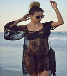 women summer beach lace crochet dress see through black white oneck suspender dresses clothing for holiday6369482