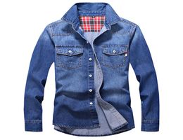 Men039s TShirts Denim Men Cotton Jeans Fashion Autumn Slim Long Sleeve Cowboy Stylish Wash Tops Asian Size 3XL 8WFB2874670