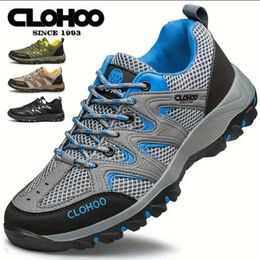 CLOHOO Mens Non-Slip Hiking Boots Breathable Casual Walking Running Sport Shoes Mesh Sneakers Lightweight Outdoor Jogging 240517