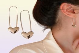 Stud Simple Design Punk Hip Hop Love Safety Pin Earrings Metal GoldSilver Colour Earring For Women And Men Party Jewellery Gift8748632