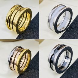 Designer Cluster spring Rings women Brand Ceramic Ring men White black Jewellery Silver Gold Never Fade Band Rings Jewellery Classic Premium Accessories v68