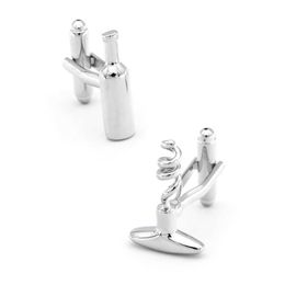 Cuff Links Wholesale and retail of high-quality copper material silver cork design cufflinks for mens wine bottles and bottle openers