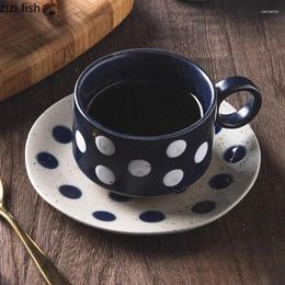 Mugs Creative Wave Point Ceramic Mug High Beauty Coffee Set Afternoon Tea Beverage Cup Milk Cups Household Water