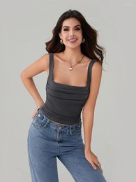 Women's Tanks Womens Sleeveless Crop Tank Top Ruched Bustier Sexy Going Out Tops Cute Y2k Summer Backless Pleated Strappy Vest Cami