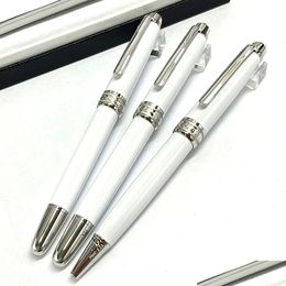 Gift Fountain Pens 163 White Metal Mb Ballpoint Rollerball Pen Office Stationery With Electroplating Carving And Series Number Drop Dhmn6