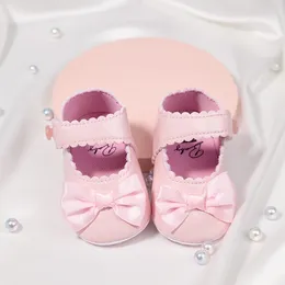 First Walkers Baby Girls Shoes Spring Autumn Sweet Princess Soft Sole Bowknot Decor Flats Non-Slip Leather