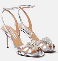 Italy Brand Women Sandals Shoes !! Luxurious Brand Pumps Love Me Crystal-heart Embellished PVC High Heels Wedding,Party,Dress,Evening
