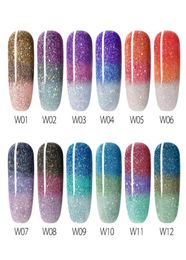 Colour changing nail gel set 12 Colours lot glitter temperature gel polish kit 5ml canni manicure soak off nail art varnish9801238