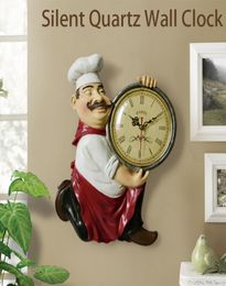 Resin Chef Cute Wall Clock Home Watch Bathroom Kitchen Clock vintage Wall Watches Home Decor Wall Clock Modern Design CJ1912145957812