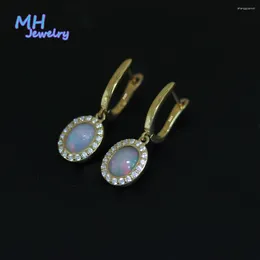 Dangle Earrings Natural Ethiopia Multicolor Opal Gemstone Earring Oval 6 8 Mm Fine Jewellery 925 Sterling Silver For Women Daily Wear MHE0030
