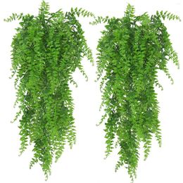 Decorative Flowers 2pcs Persian Fern Leaves Home Garden Room Decor Hanging Artificial Plant Plastic Vine Wedding Party Wall Fake Rattan Ivy