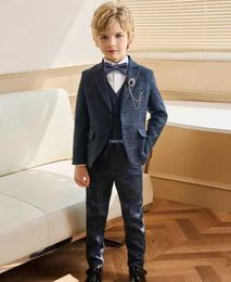 Suits Kids Formal Birthday Party Tuxedo Set Flower Boys Wedding Suit Children Photograph Dress Child Performance Dance Show Costume Y240516