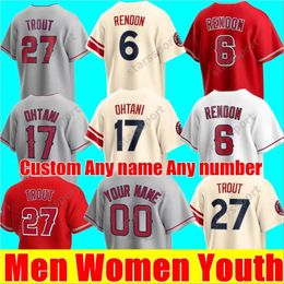 2023 Kinder Herren Shohei Ohtani La Baseball -Trikot weiß Creme Mike Trout City Connect Detmers Anthony Rendon Noah Syndergaard Womens Youth Baseballhemden