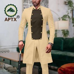 Ethnic Clothing African Men Suit Slim Fit Outfits Dashiki Jacket Coat Pants 2 Pieces Set Traditional Wedding Bazin Riche Attire A2316064